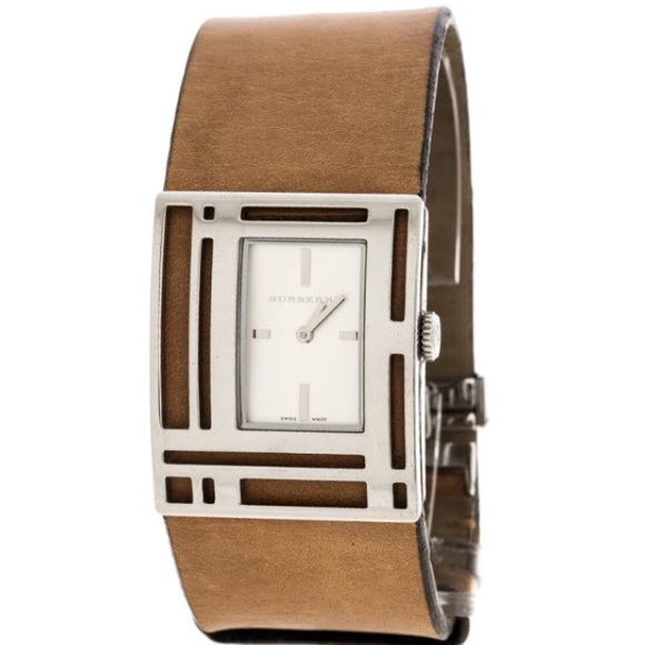 Burberry Accessories - Burberry signature brown leather cuff watch